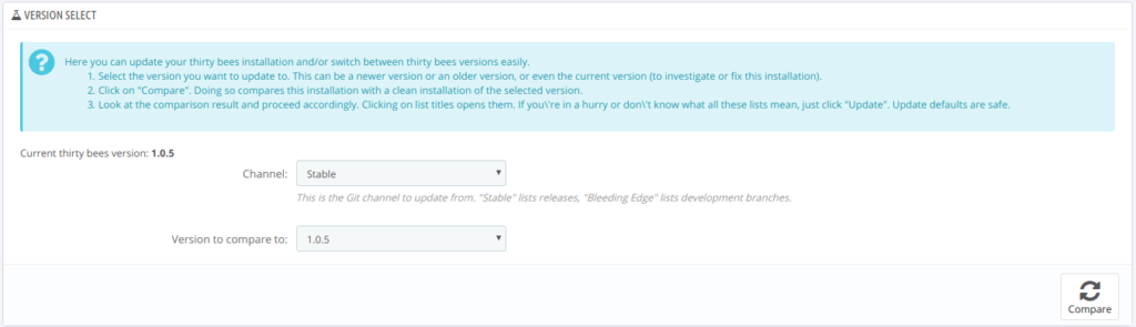 thirty bees Git updater module preview - See the latest upgrade path in ...