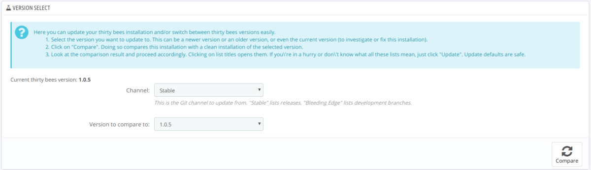thirty bees Git updater module preview - See the latest upgrade path in ...